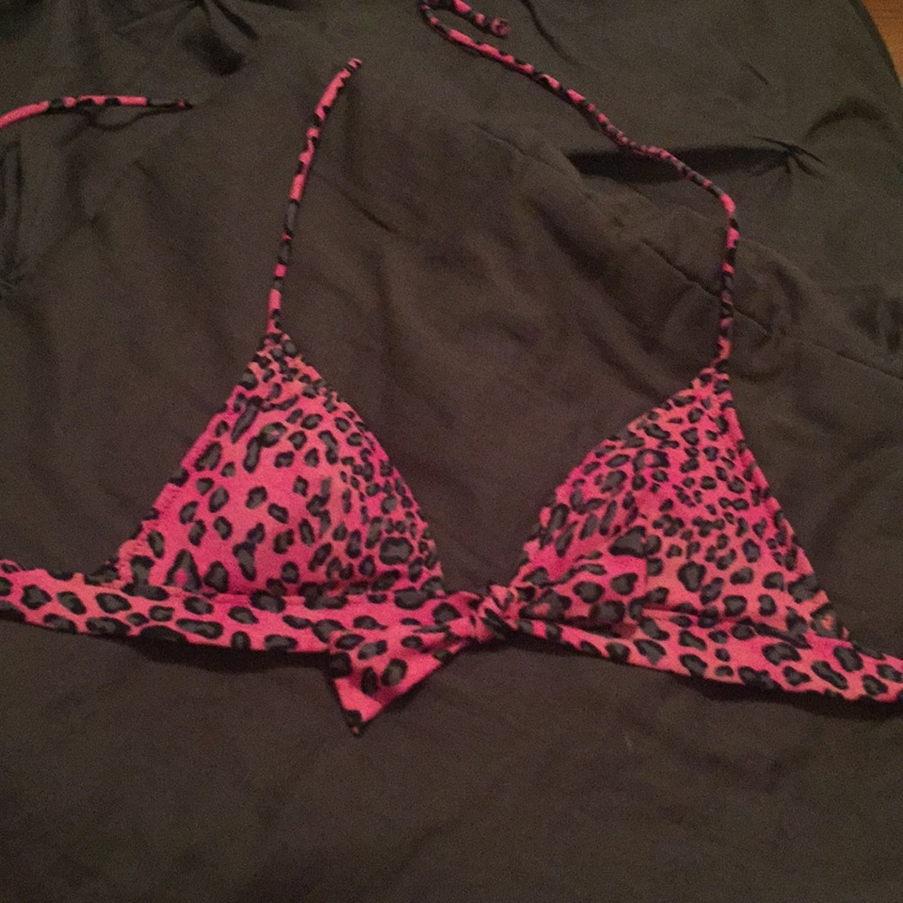Swim suit top pink cheetah